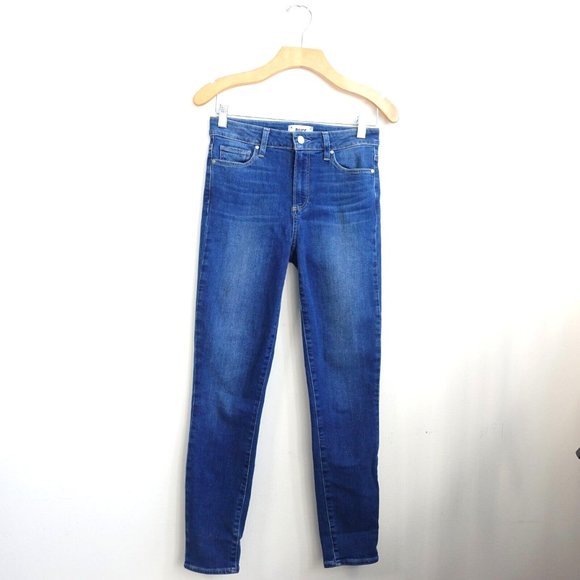 Skinny Jeans Women 26 Denim Ankle Crop Ultra Skinny Mid‎ Rise Hoxton PAIGE Y2K - Picture 1 of 10